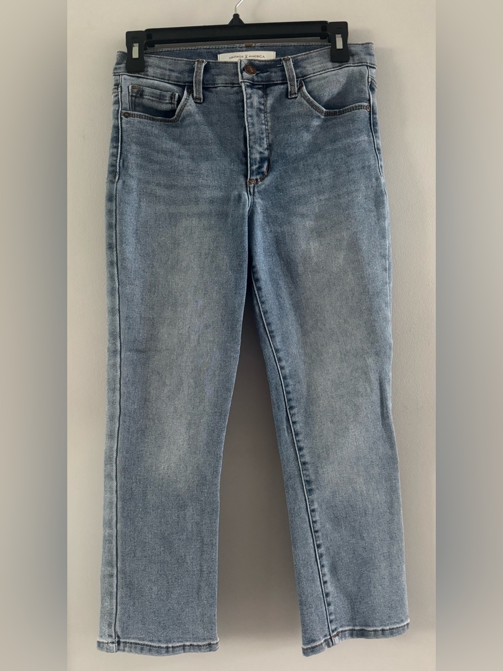 Vintage America High Rise Slim Crop Jeans Doze 6/28 Light Wash Raw Hem
